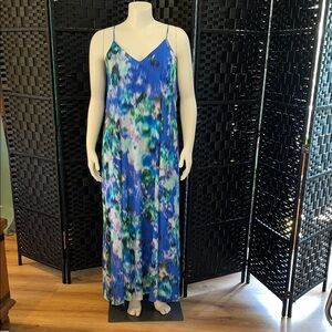 Nicole Miller Vibrant Blue and Green Maxi Dress
